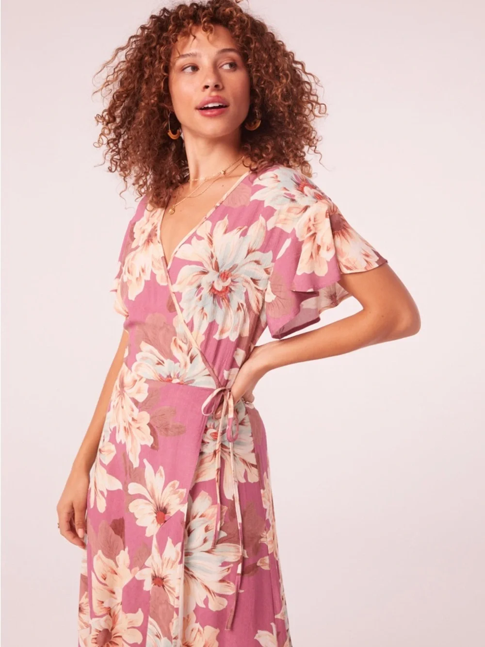 Blossom Wrap Maxi Dress in Dusty Rose - Picture 3 of 8